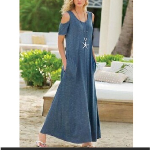 Soft Surroundings cold shoulder maxi dress. PL EUC - Picture 8 of 10